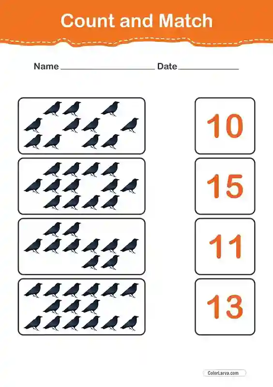 Count and Match Numbers Worksheets 2