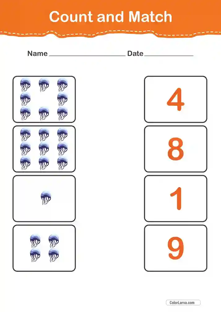 Count and Match Numbers Worksheets 20