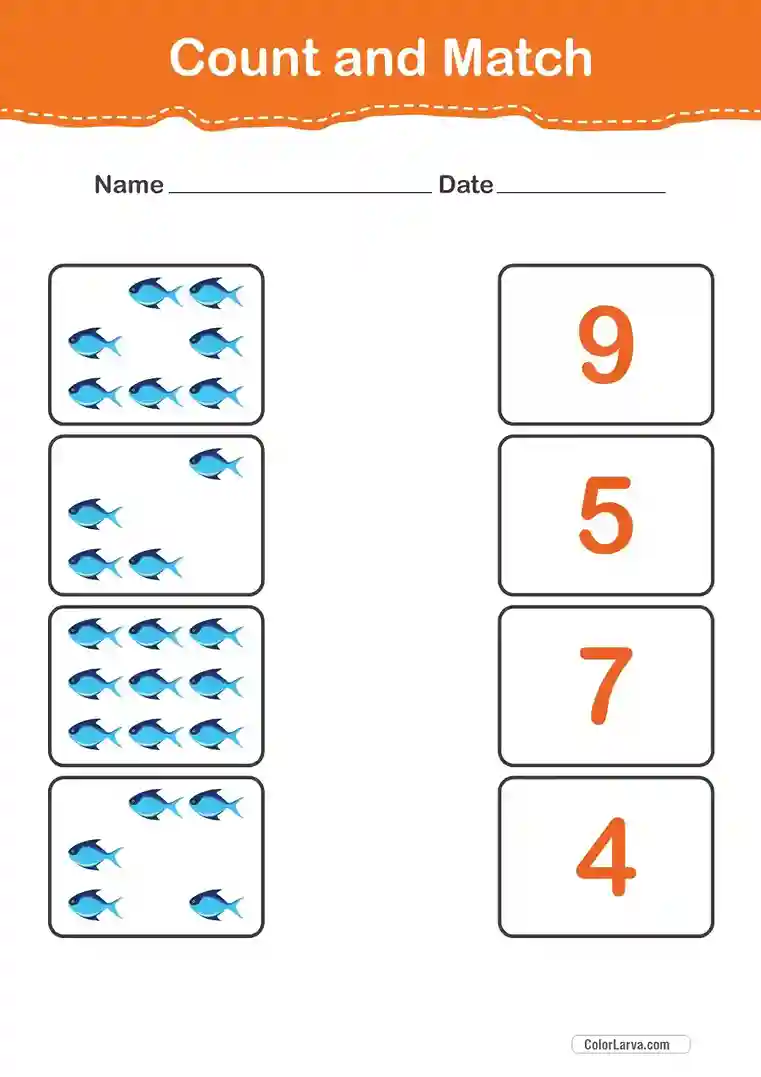 Count and Match Numbers Worksheets 21