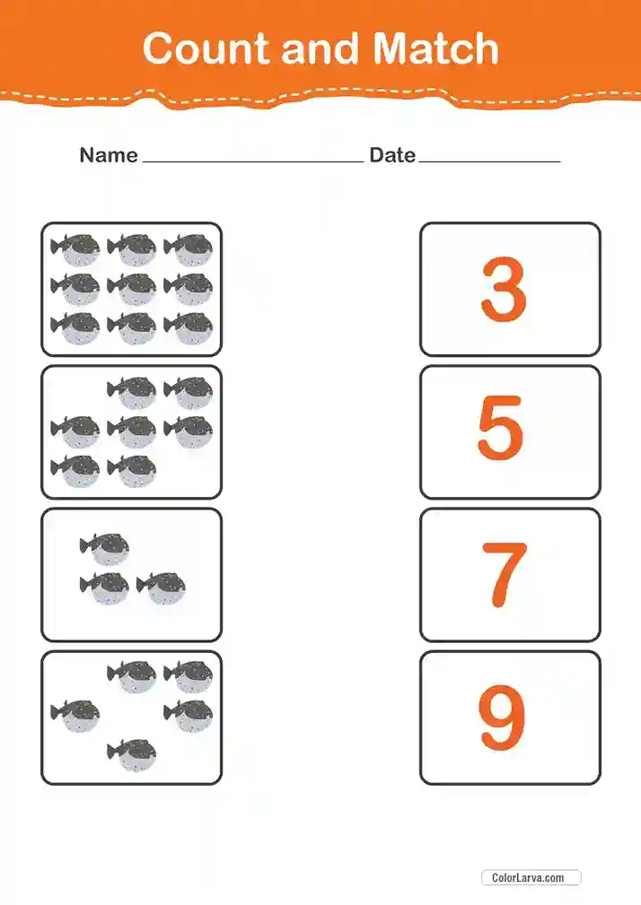 Count and Match Numbers Worksheets 22