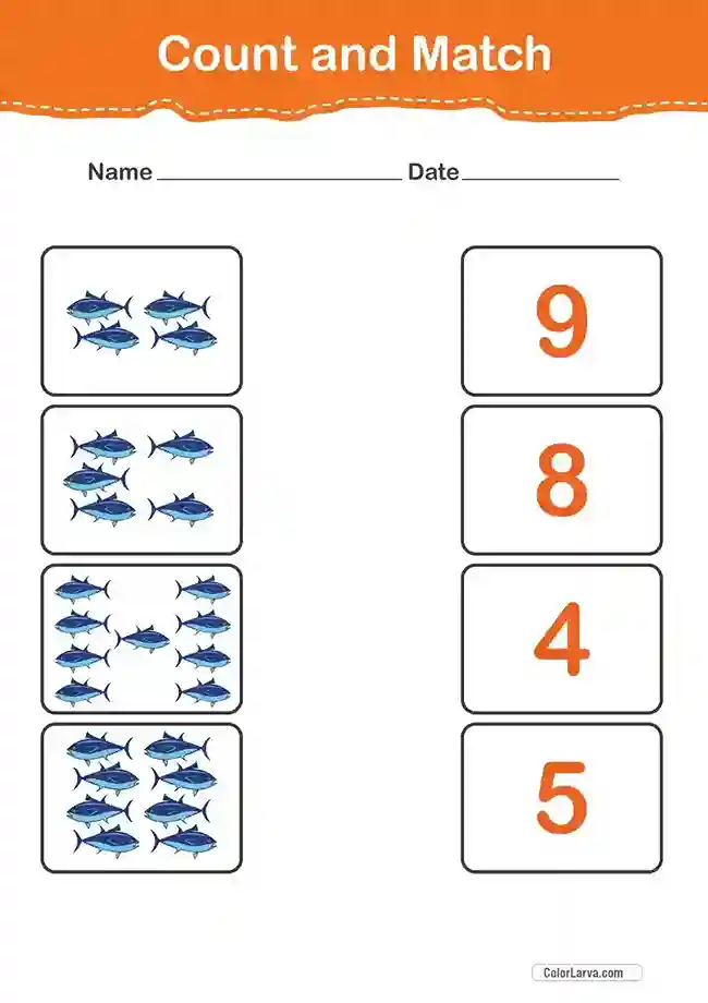 Count and Match Numbers Worksheets 23