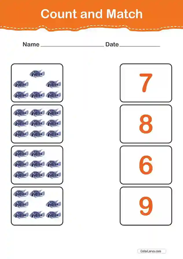 Count and Match Numbers Worksheets 25