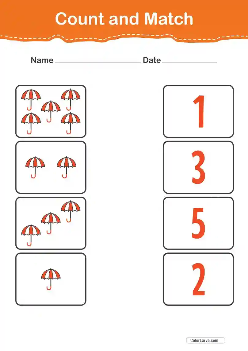 Count and Match Numbers Worksheets 26