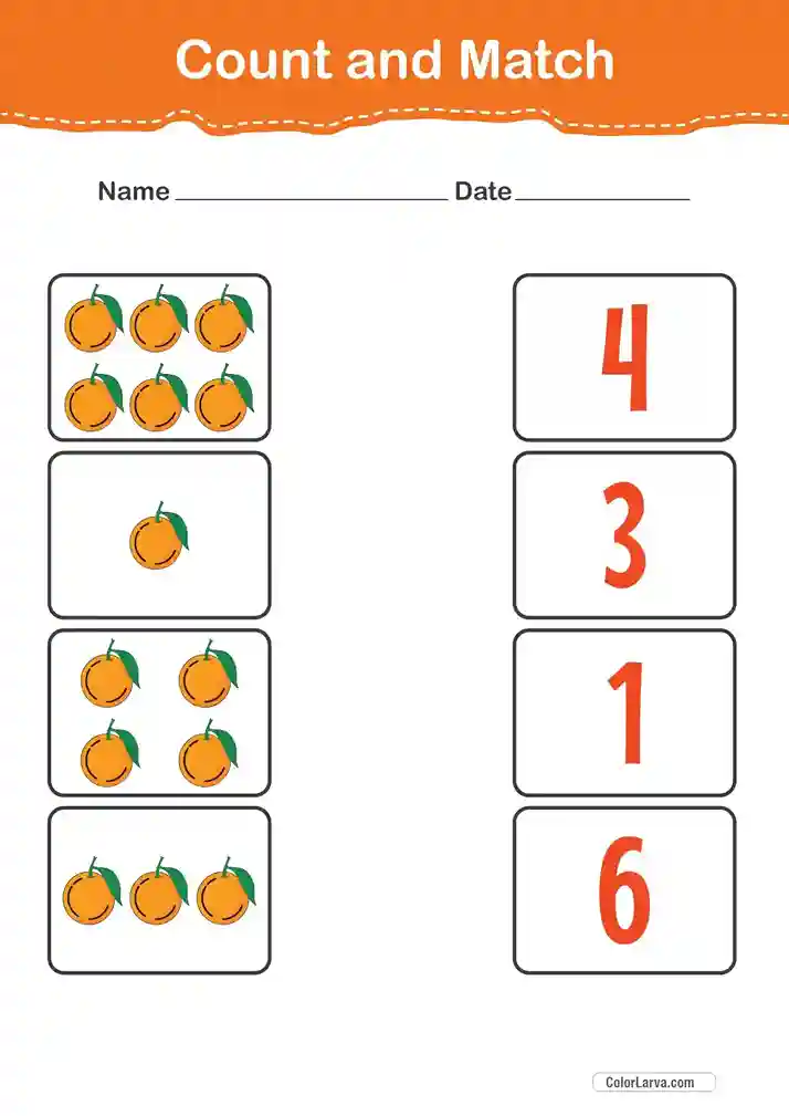 Count and Match Numbers Worksheets 27