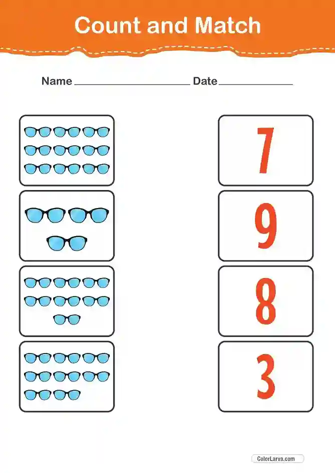 Count and Match Numbers Worksheets 28