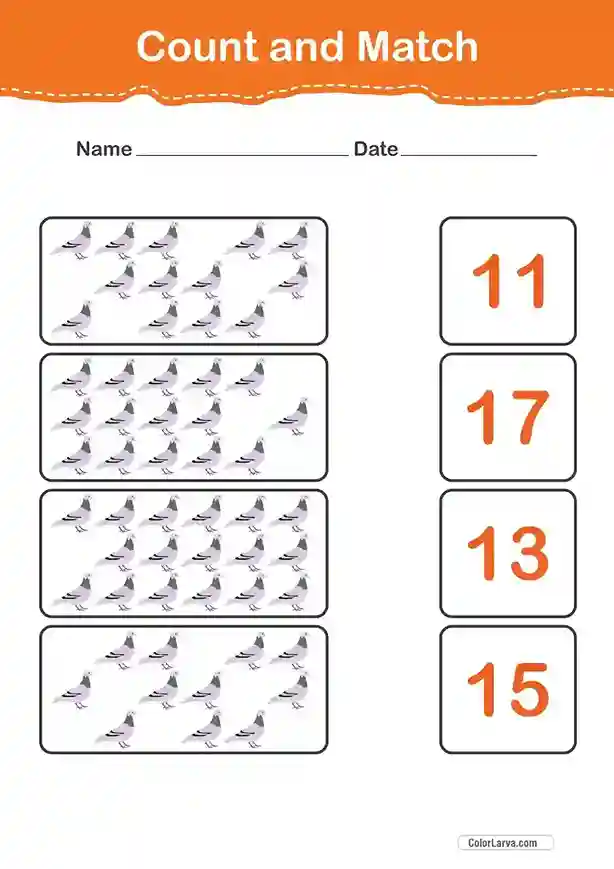 Count and Match Numbers Worksheets 3