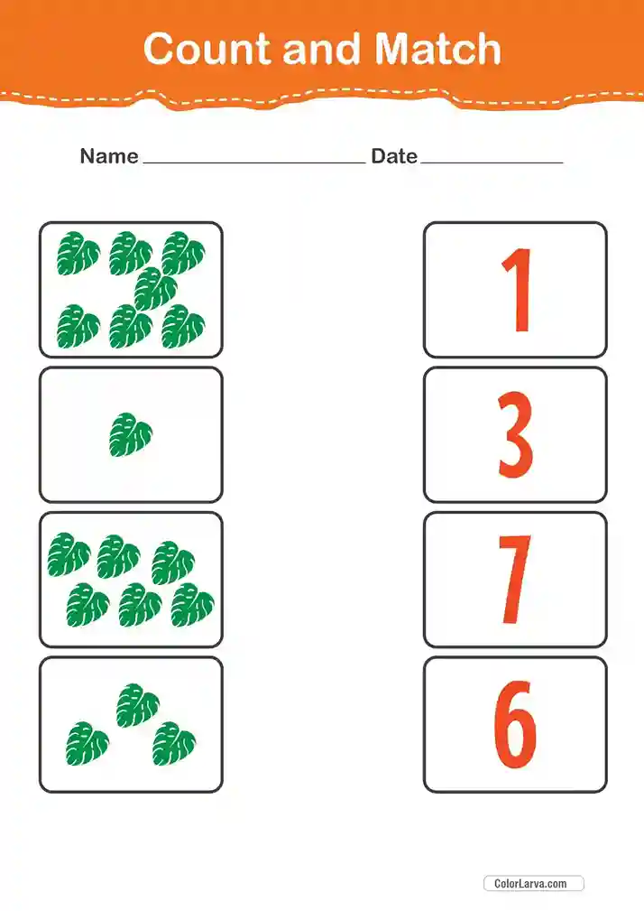 Count and Match Numbers Worksheets 30