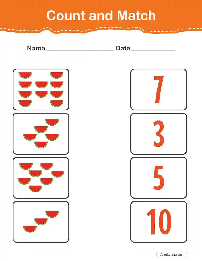 Count and Match Numbers Worksheets 31