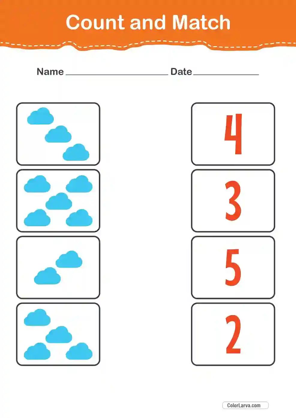 Count and Match Numbers Worksheets 33