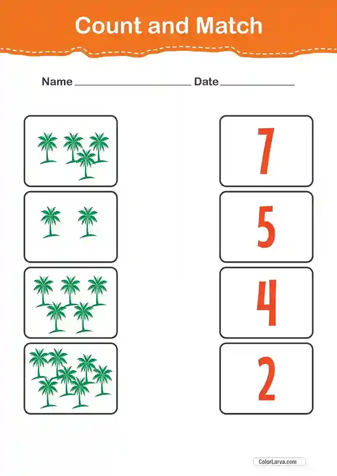 Count and Match Numbers Worksheets 34