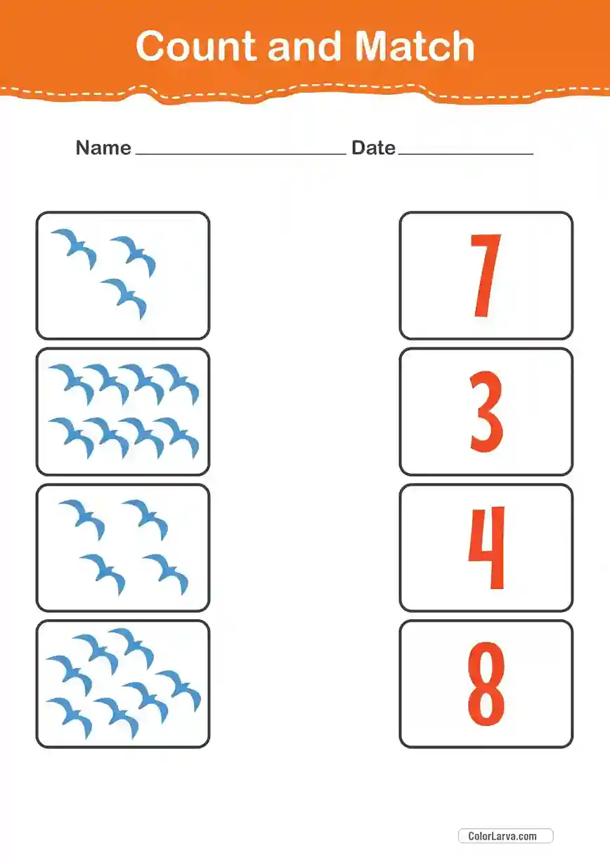 Count and Match Numbers Worksheets 35