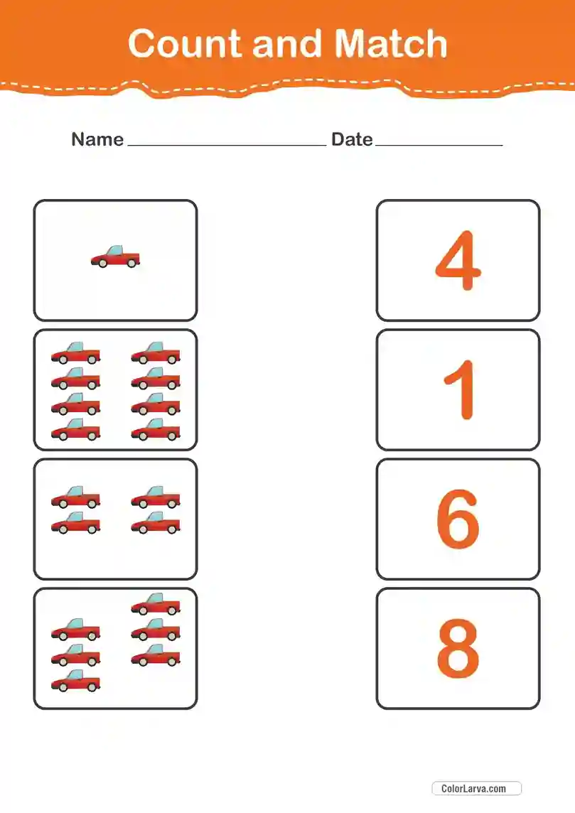 Count and Match Numbers Worksheets 37