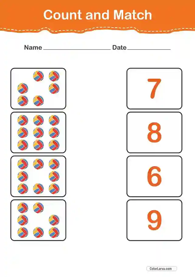 Count and Match Numbers Worksheets 38