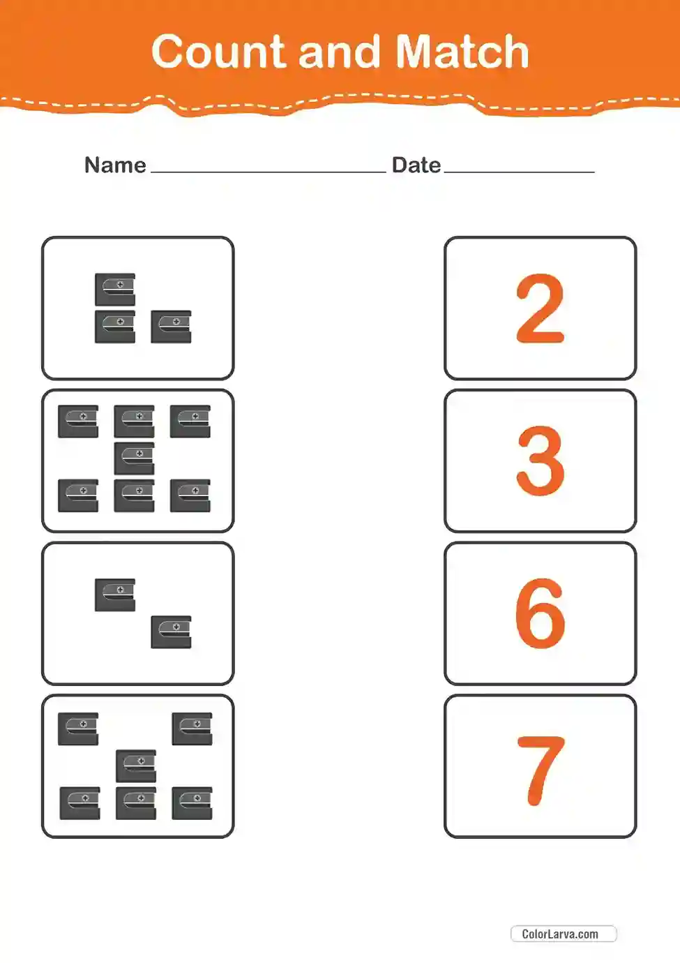 Count and Match Numbers Worksheets 39