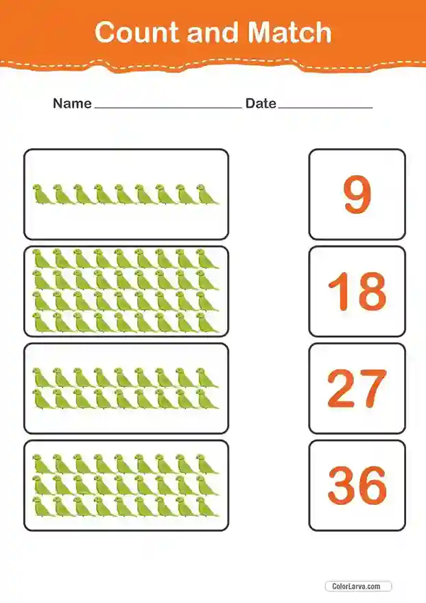 Count and Match Numbers Worksheets 4