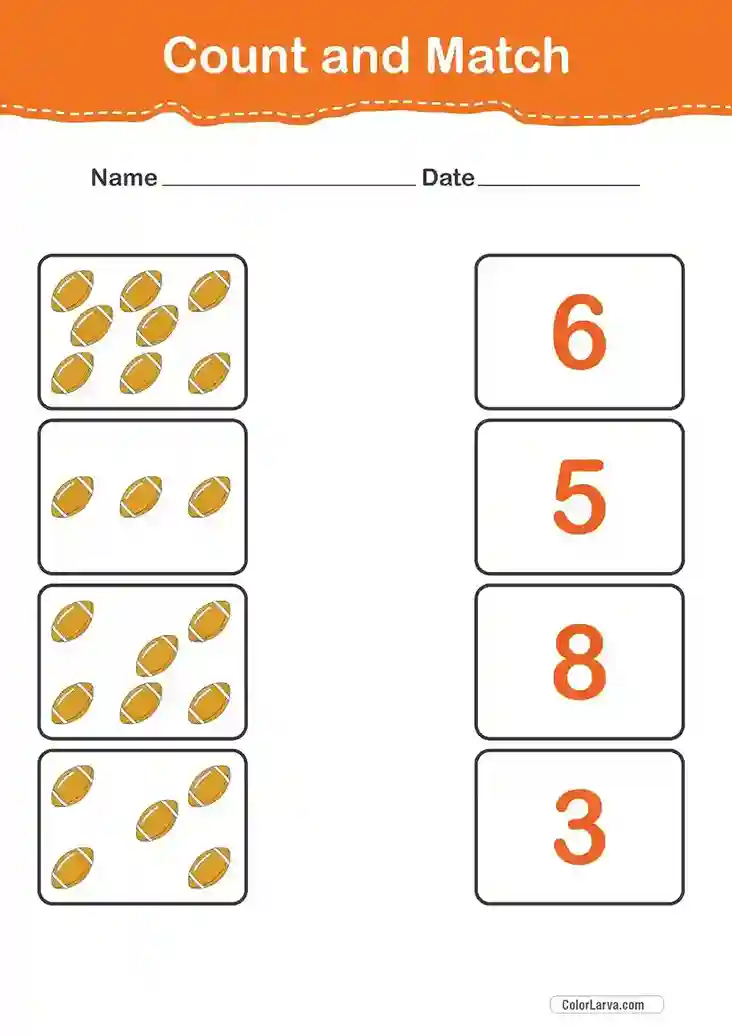 Count and Match Numbers Worksheets 40