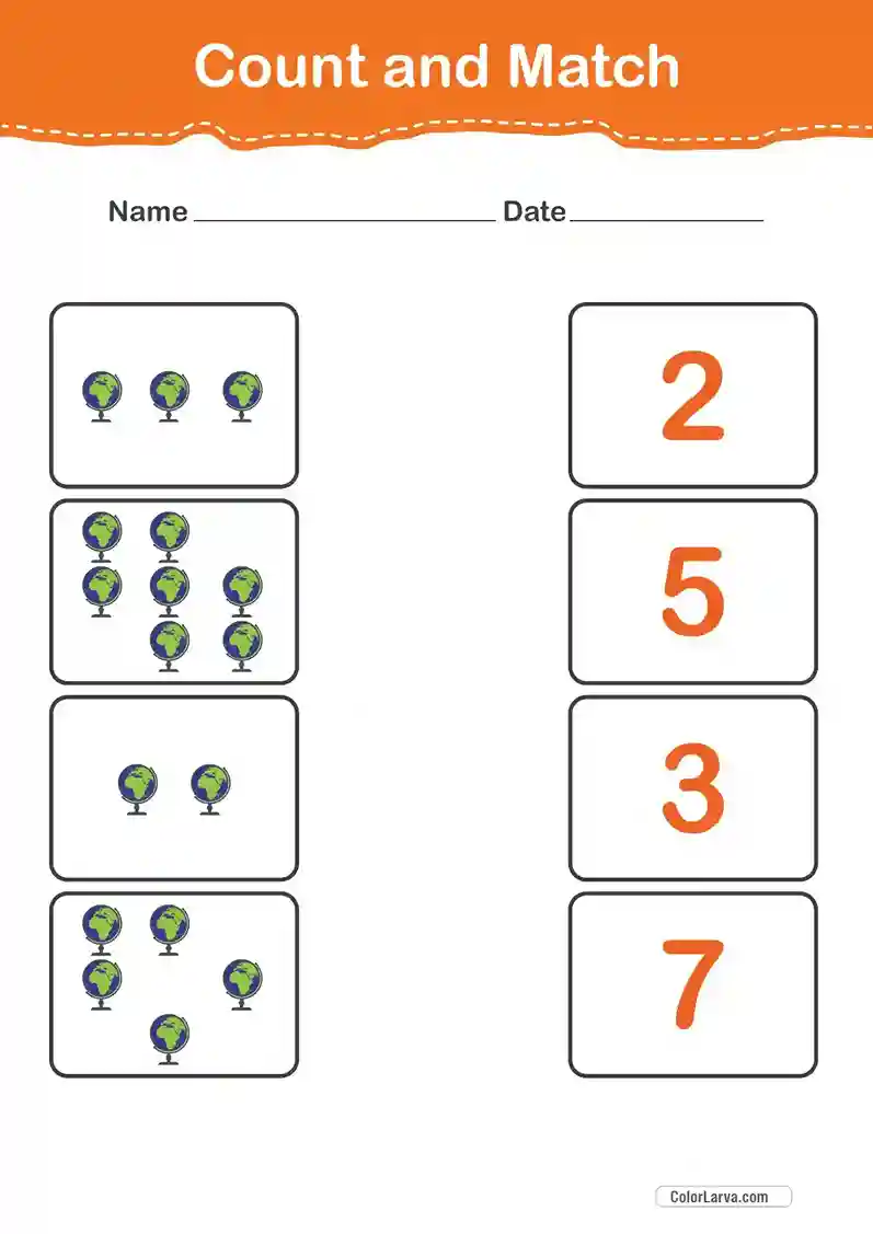 Count and Match Numbers Worksheets 41