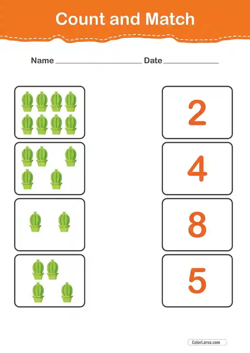 Count and Match Numbers Worksheets 42