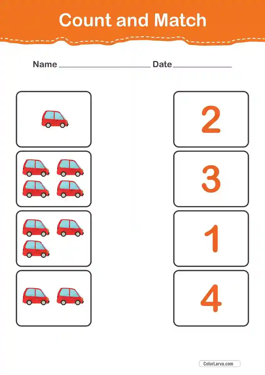 Count and Match Numbers Worksheets 43