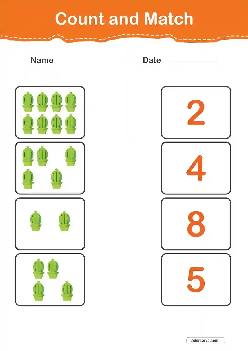 Count and Match Numbers Worksheets 44