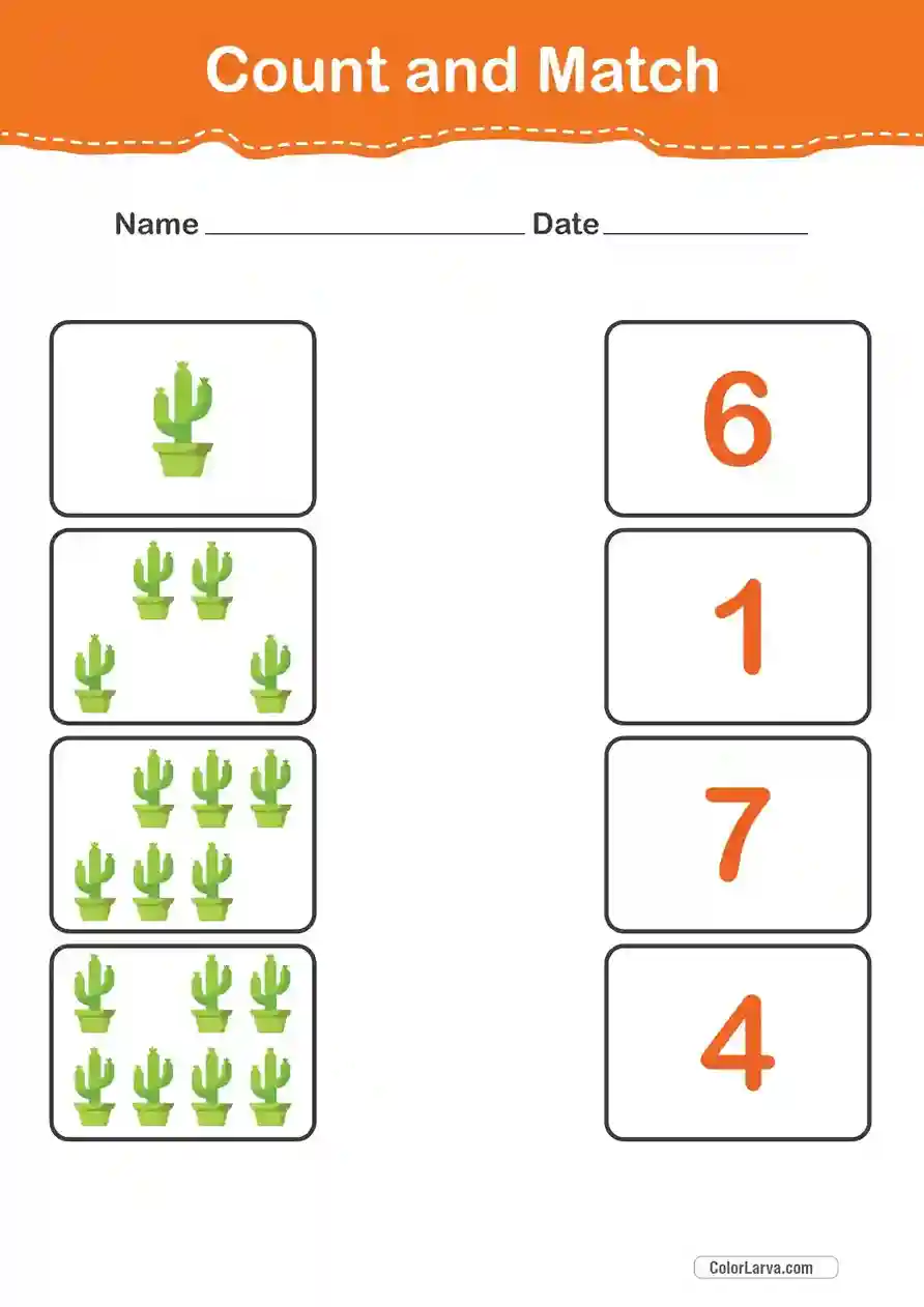 Count and Match Numbers Worksheets 47