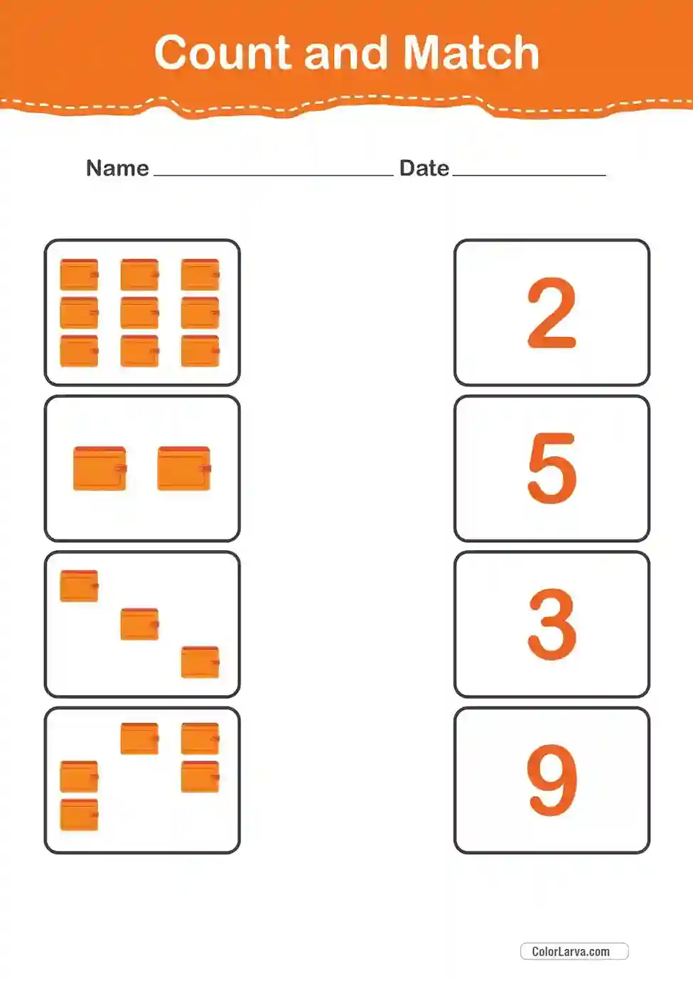 Count and Match Numbers Worksheets 48