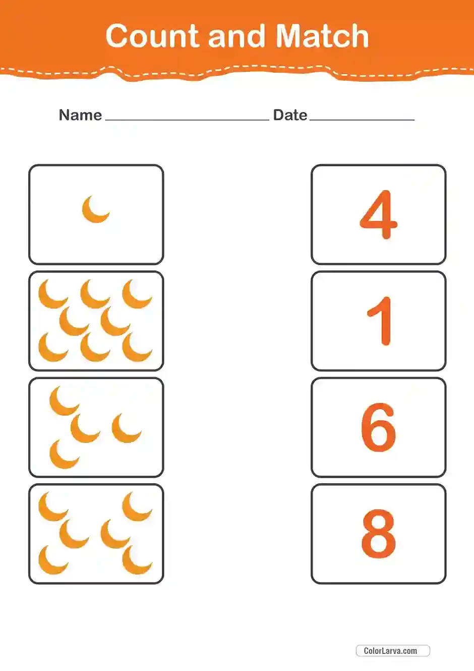 Count and Match Numbers Worksheets 49