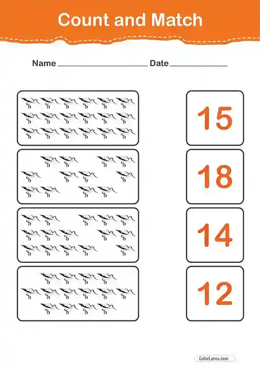 Count and Match Numbers Worksheets 8