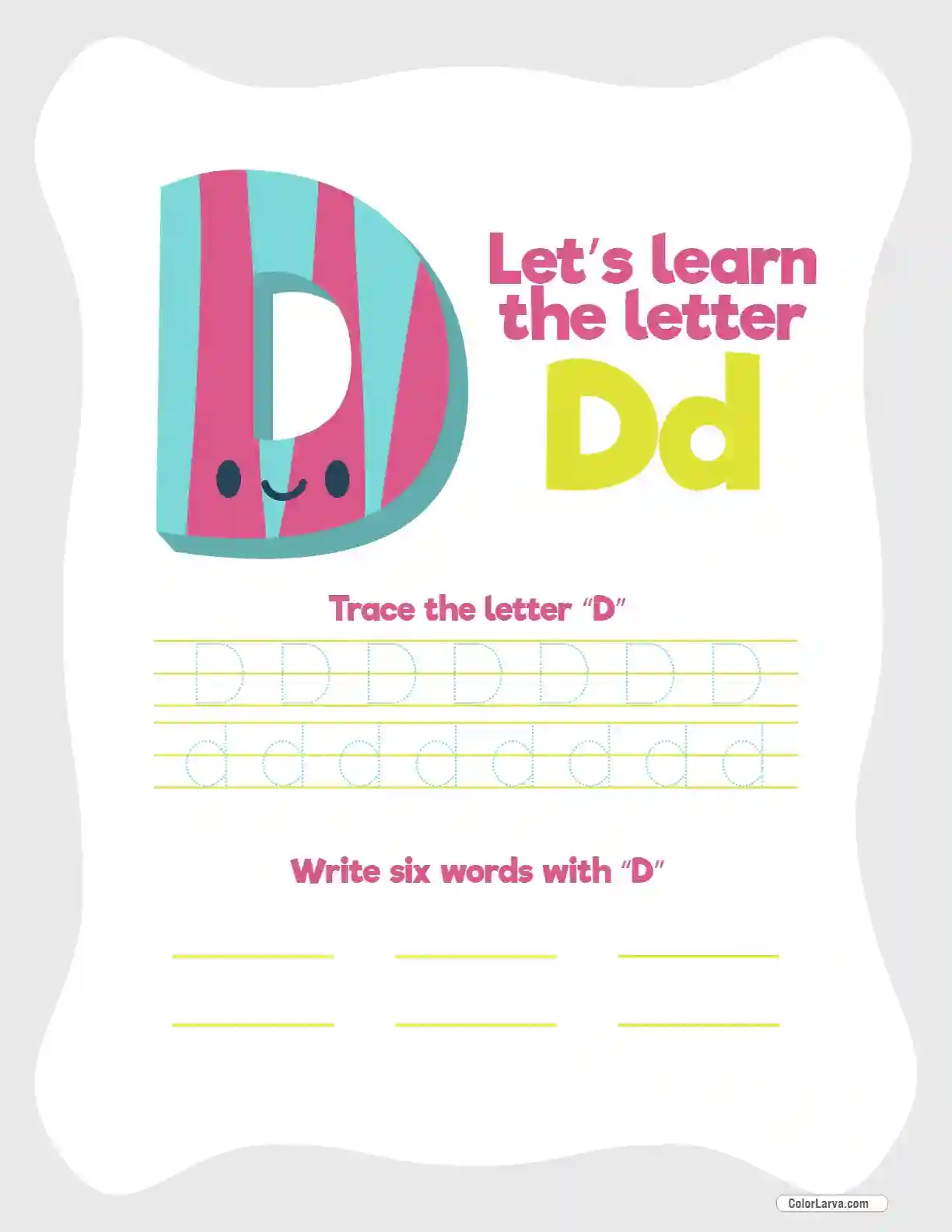 Letter Tracing Worksheet D