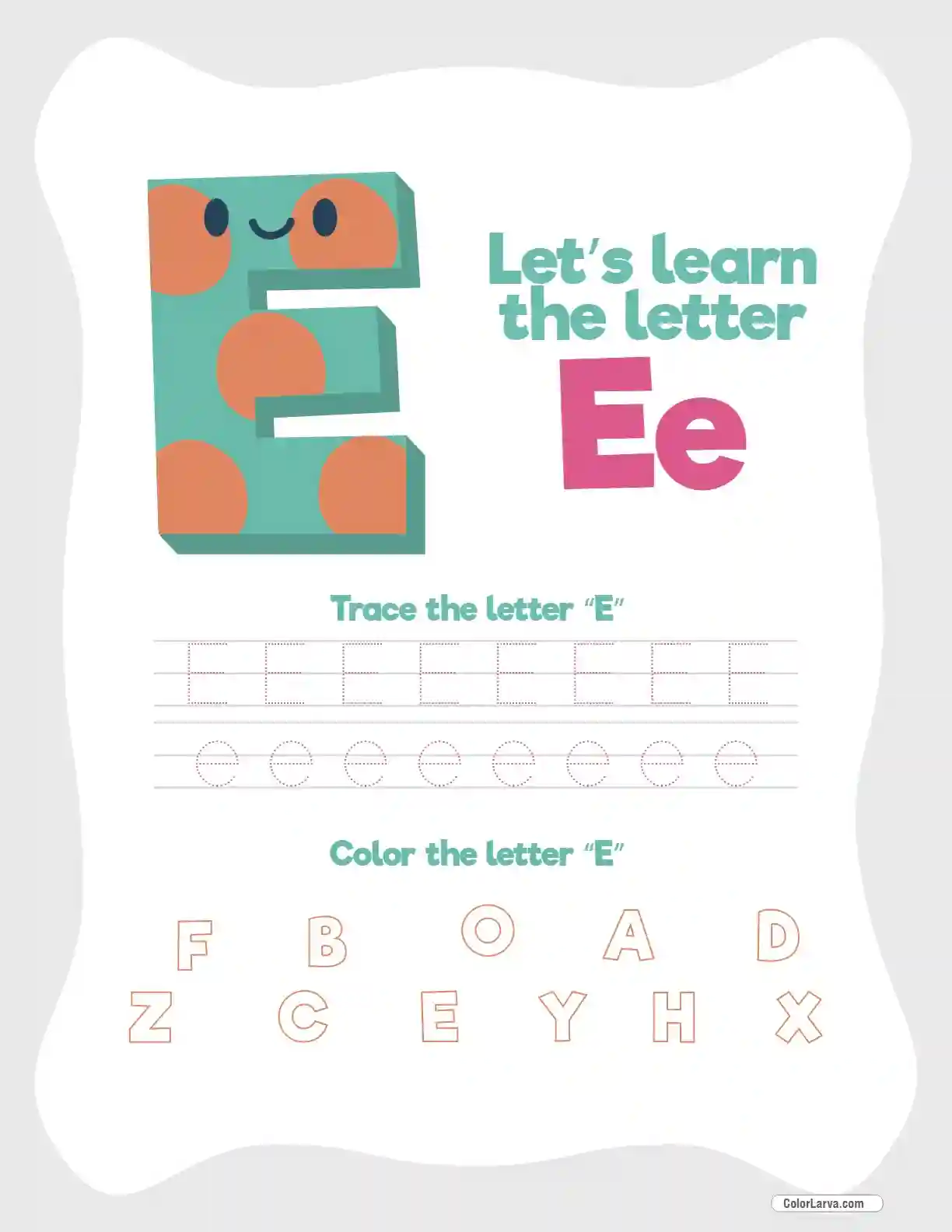 Letter Tracing Worksheet E