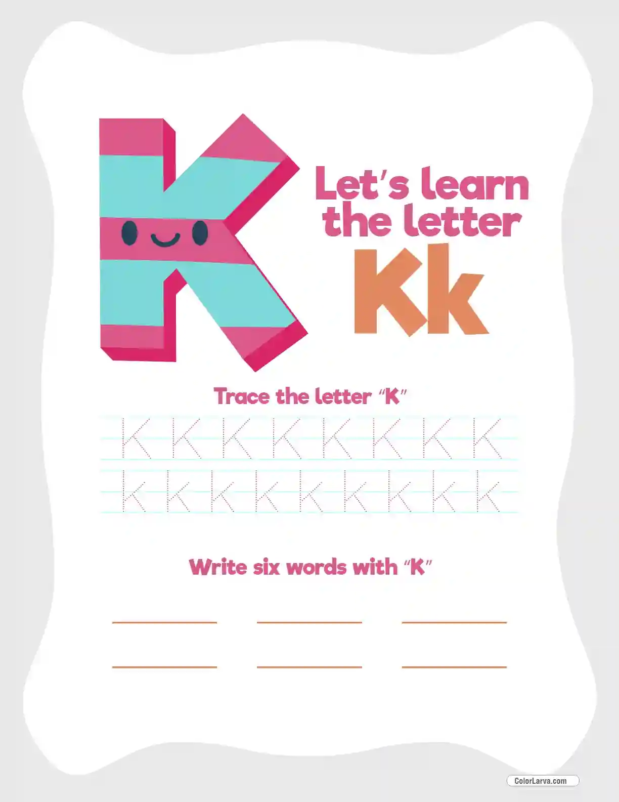 Letter Tracing Worksheet K