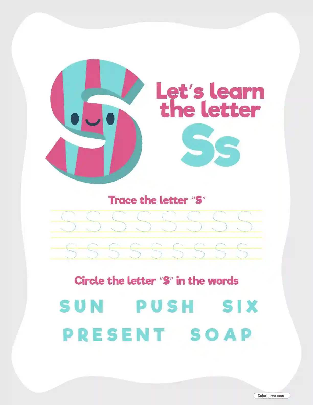 Letter Tracing Worksheet S