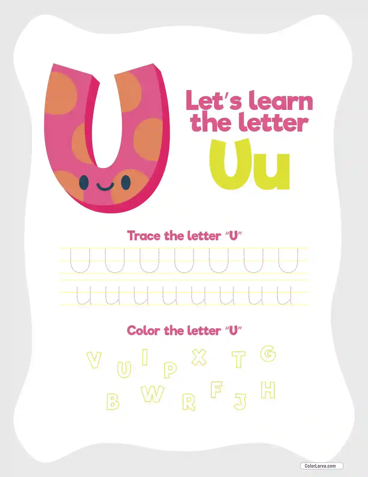 Letter Tracing Worksheet U