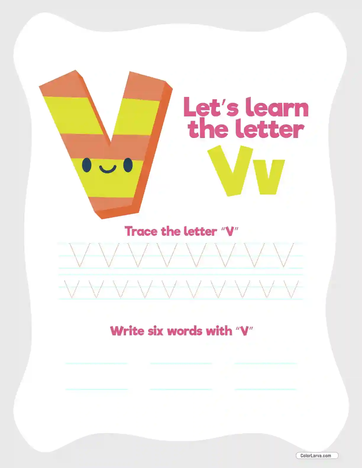 Letter Tracing Worksheet V