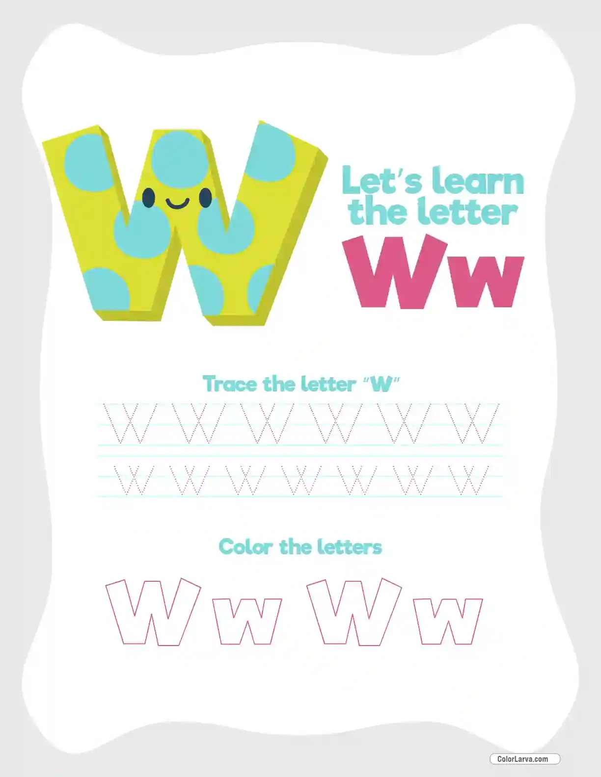 Letter Tracing Worksheet W