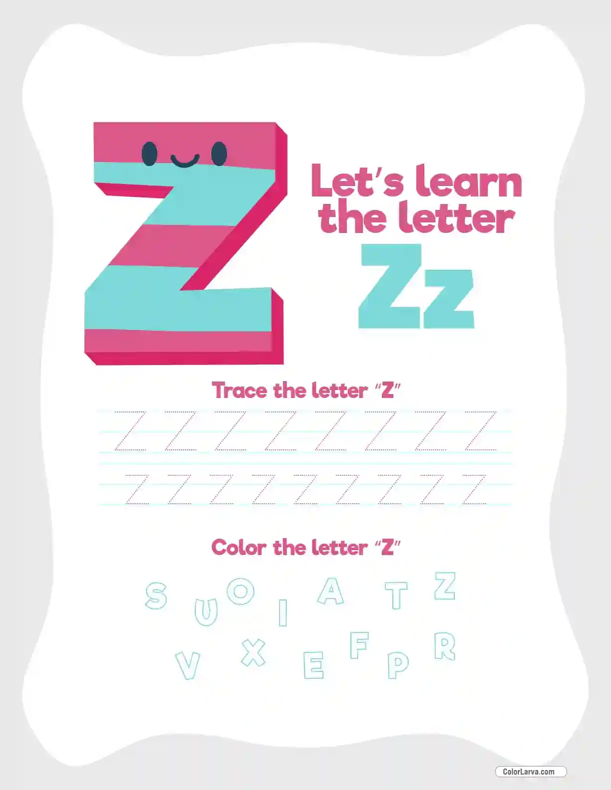 Letter Tracing Worksheet Z