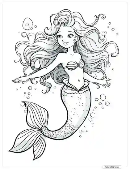 Cute Mermaid Coloring Pages