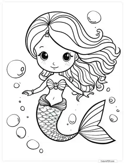 Cute Mermaid Coloring Pages