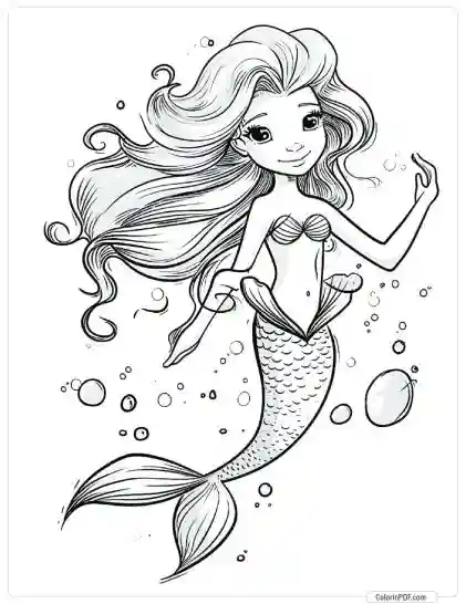 Cute Mermaid Coloring Pages