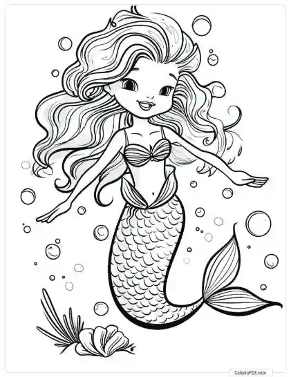 Cute Mermaid Coloring Pages