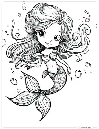 Cute Mermaid Coloring Pages