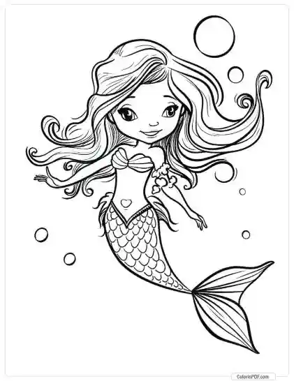 Cute Mermaid Coloring Pages