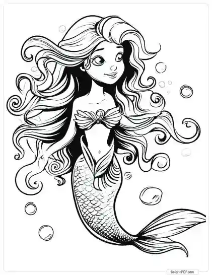 Cute Mermaid Coloring Pages