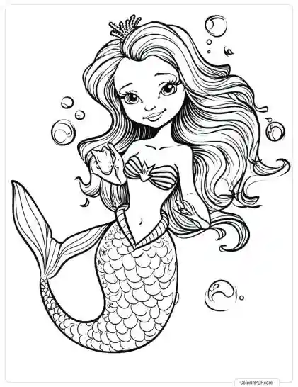 Cute Mermaid Coloring Pages