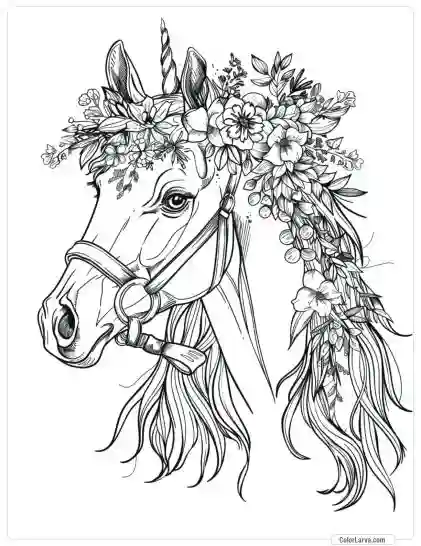 Magic Horse Coloring - Adult Coloring Pages