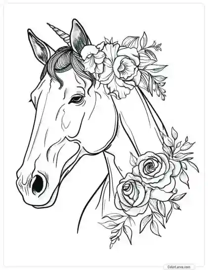 Magic Horse Coloring - Adult Coloring Pages