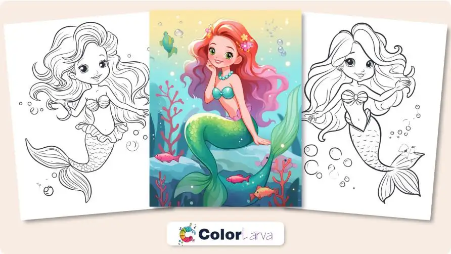 Mermaid Coloring Pages Thumbnail